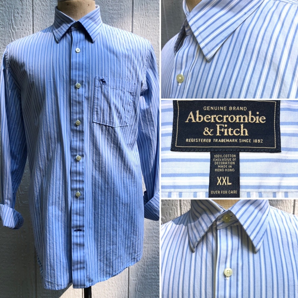 EUC ABERCROMBIE & FITCH MENS XXL STRIPED BUTTON-UP